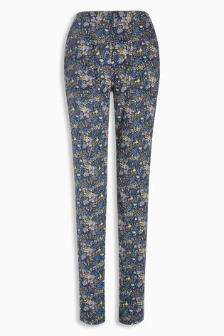 Navy Floral Linen Blend Chinos